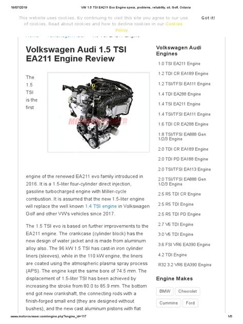 VW 1.5 TSI EA211 Evo Engine specs, problems, .